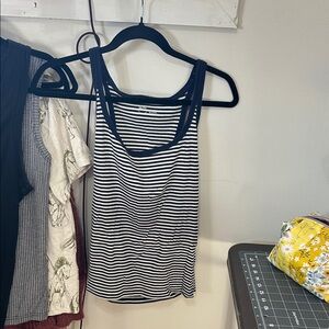 Navy & White Striped Tank Top XL